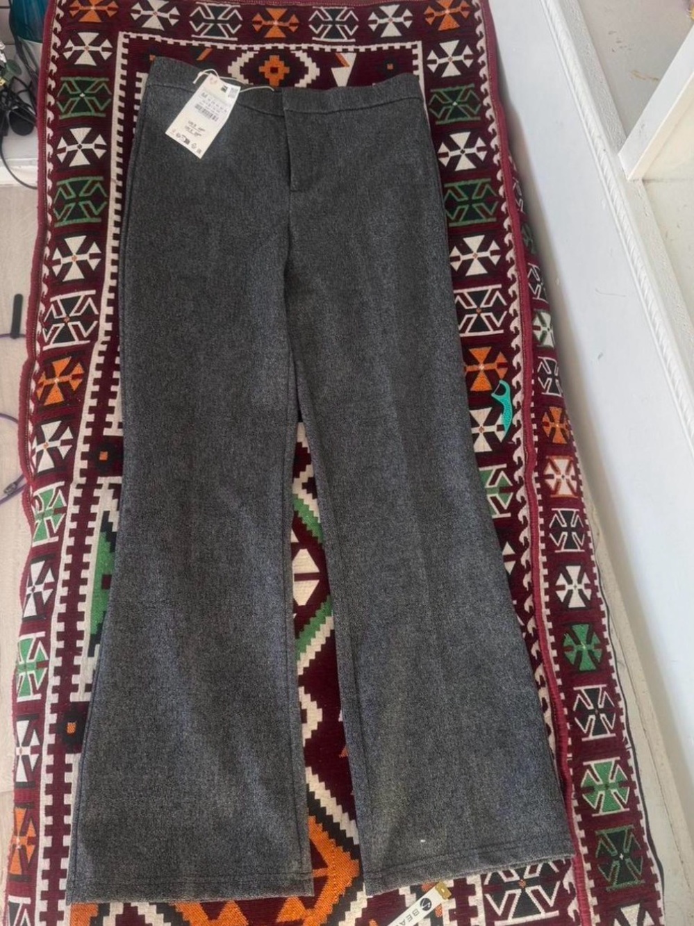 Zara Gray Corduroy Flared Women's Pants